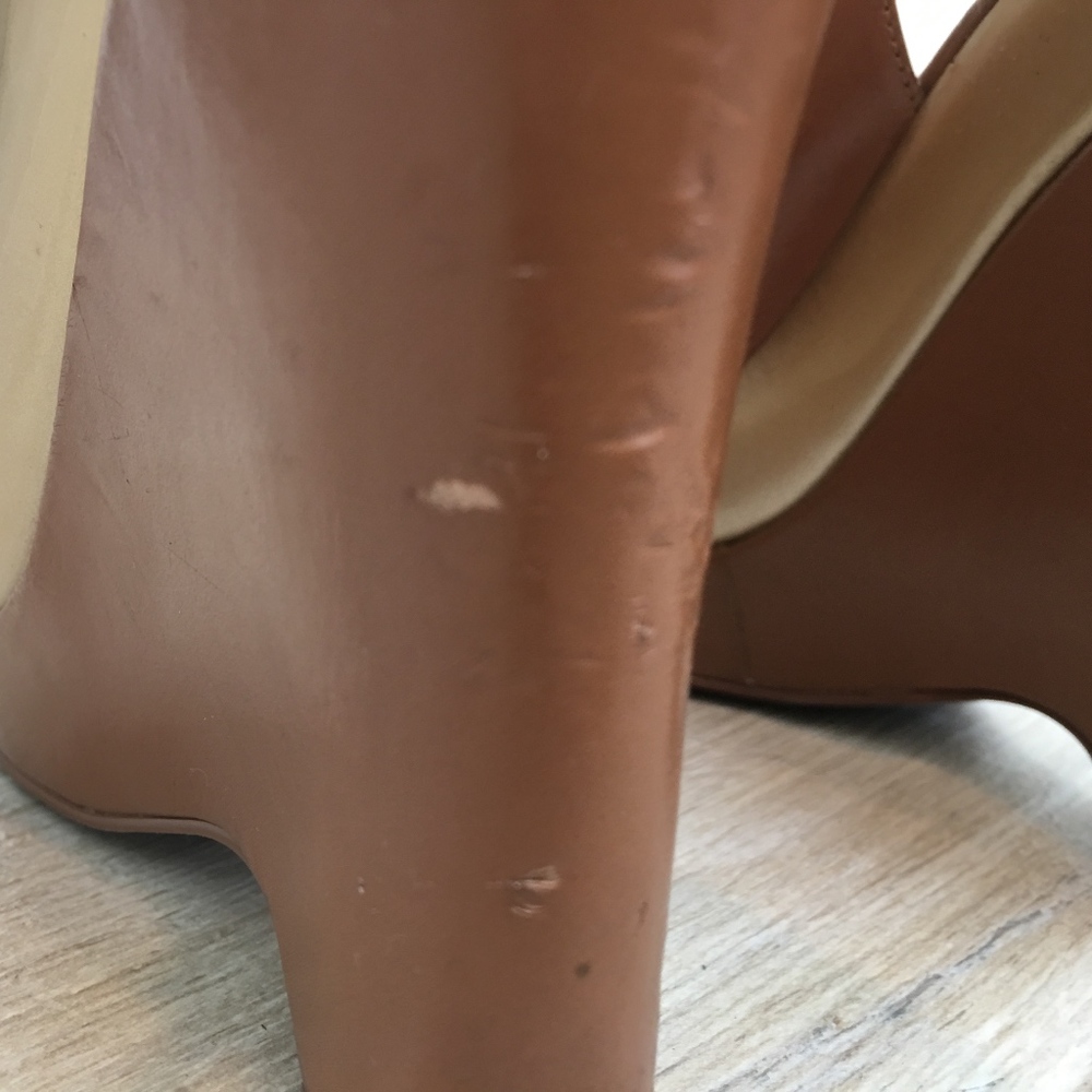 JESSICA SIMPSON LEATHER SLINGBACK PLATFORM SHOES - Picture 5 of 8
